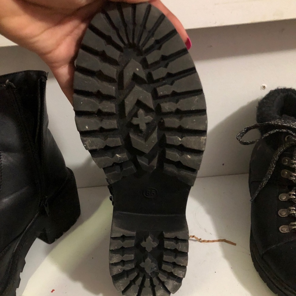 Black leather boots